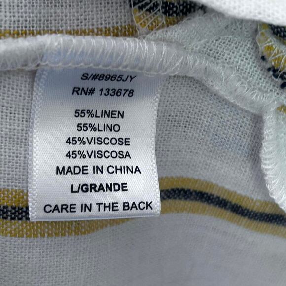 Yellow and white striped Linen blazer Love Tree Large - Picture 4 of 4